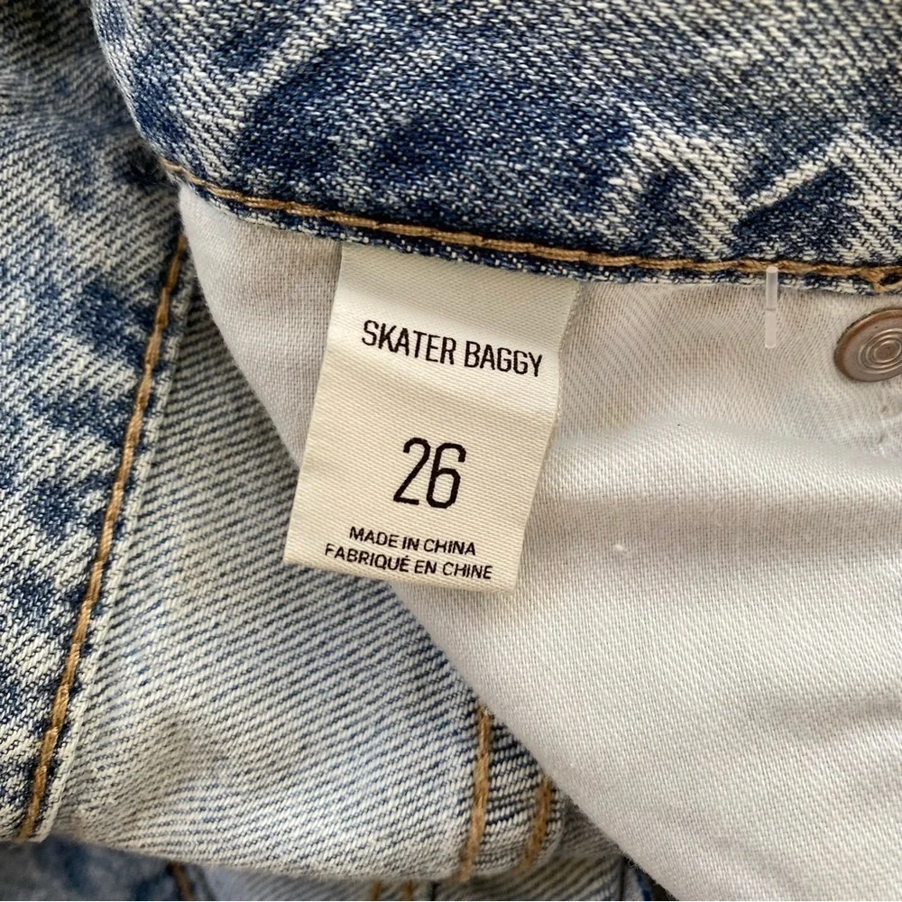 New Urban Outfitters BDG 90s Skater Baggy Jeans Denim Race Track Stripe 26